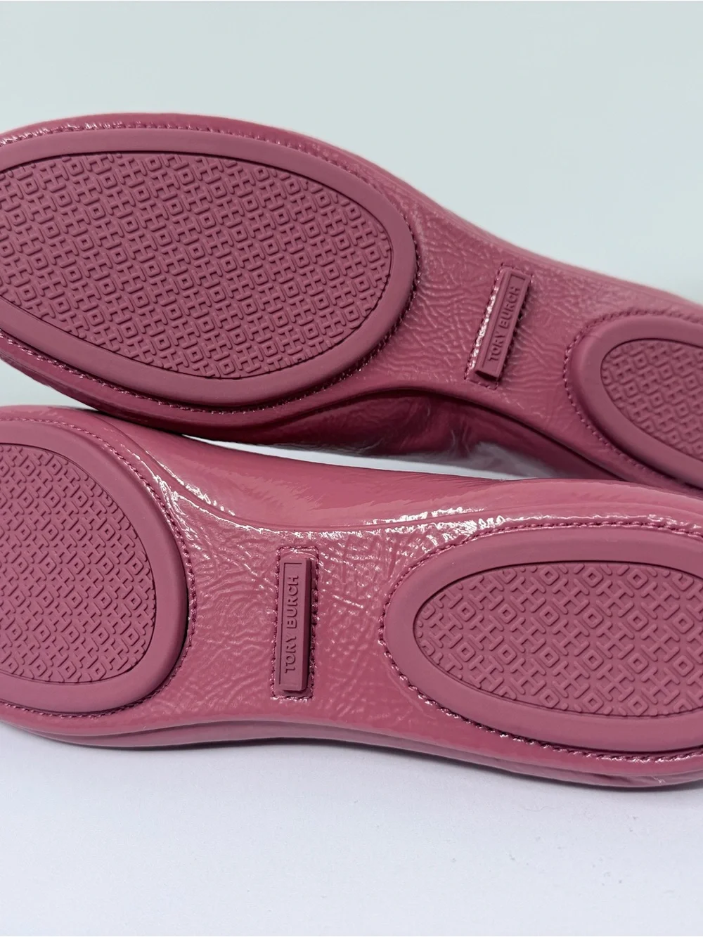 Tory Burch Rose-Pink Patent Leather Logo Ballet Flats